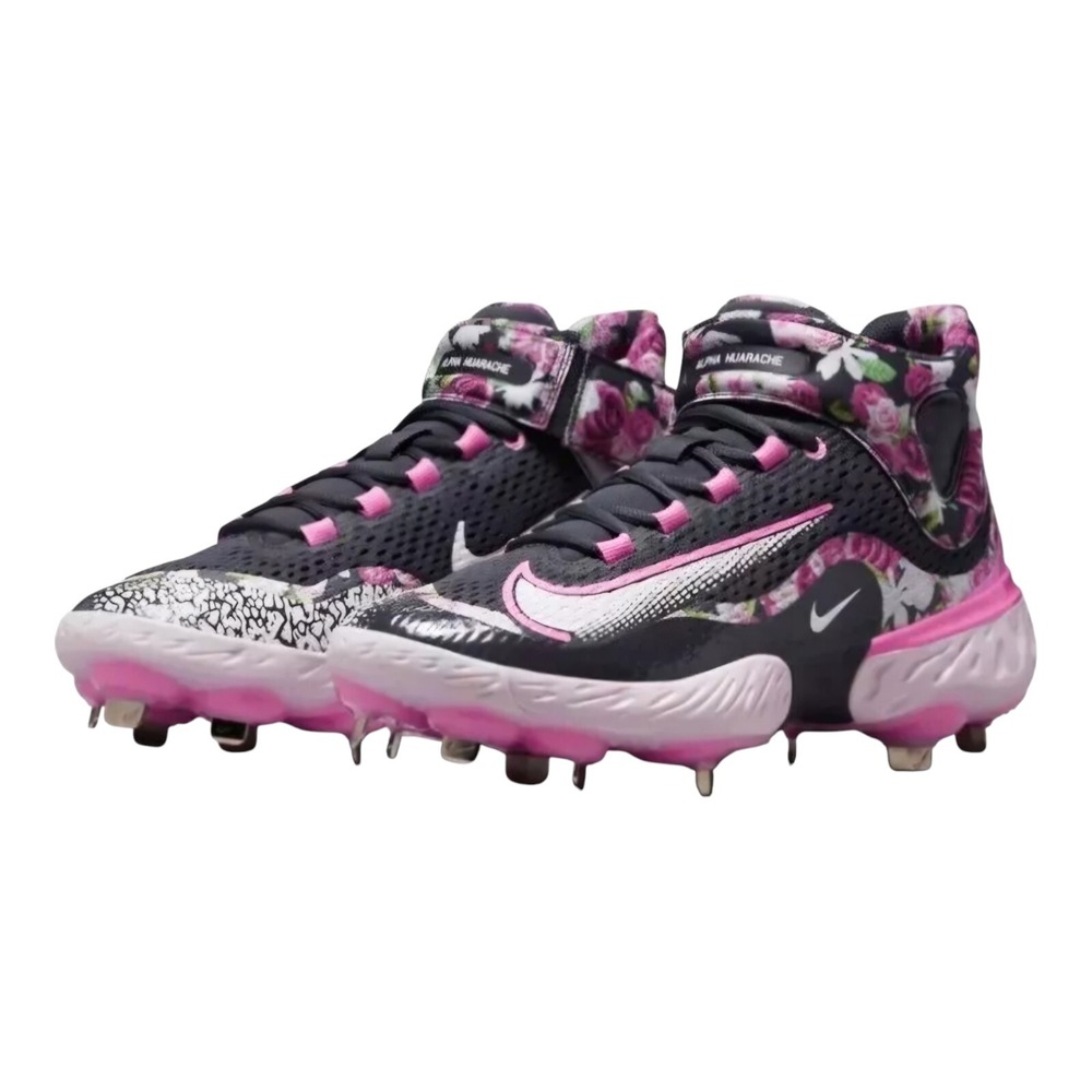 Nike Alpha Huarache Elite 4 Mother's Day Floral Metal Baseball Cleats Sz 15